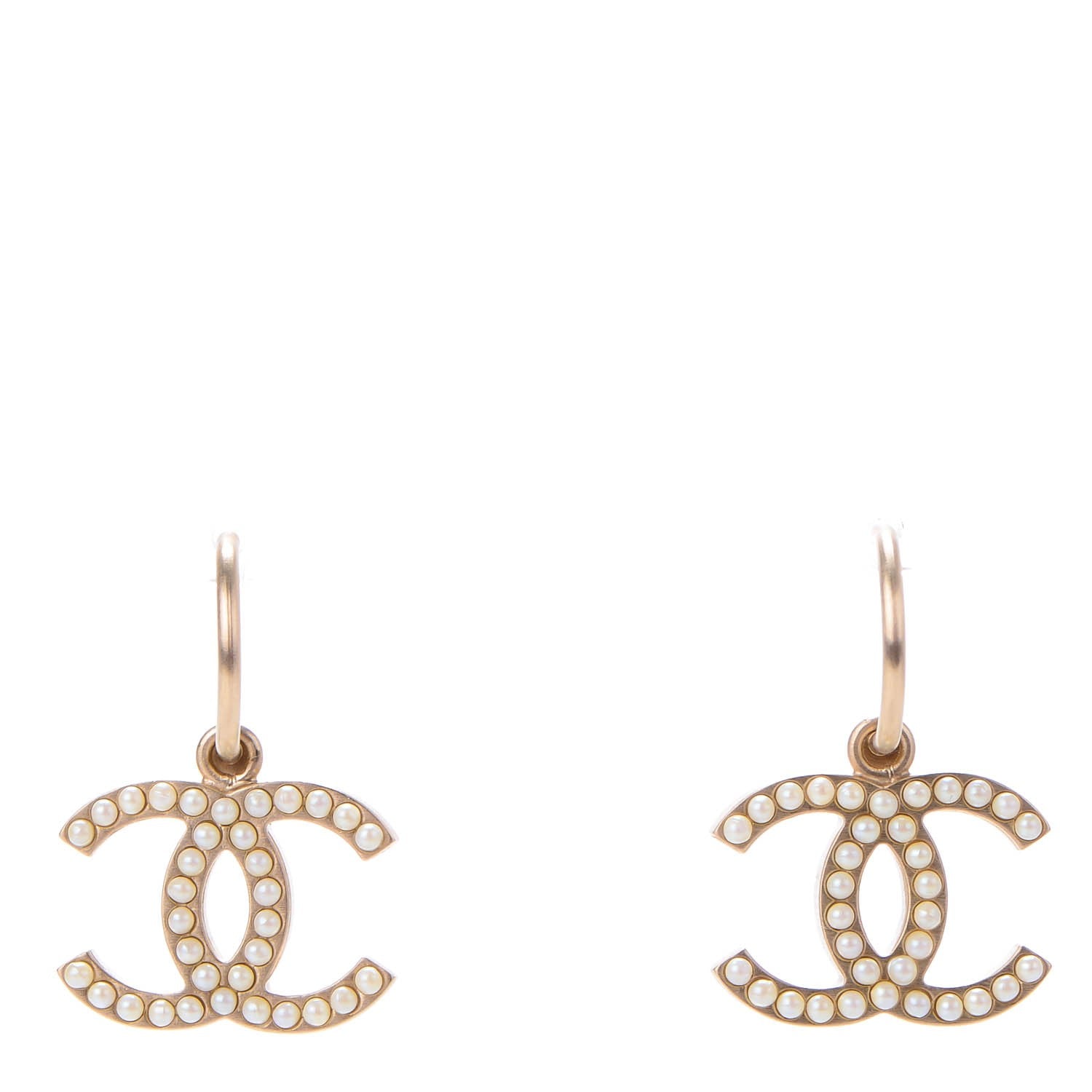 Chanel Pearl CC Dangle Earrings Gold 1 of 4