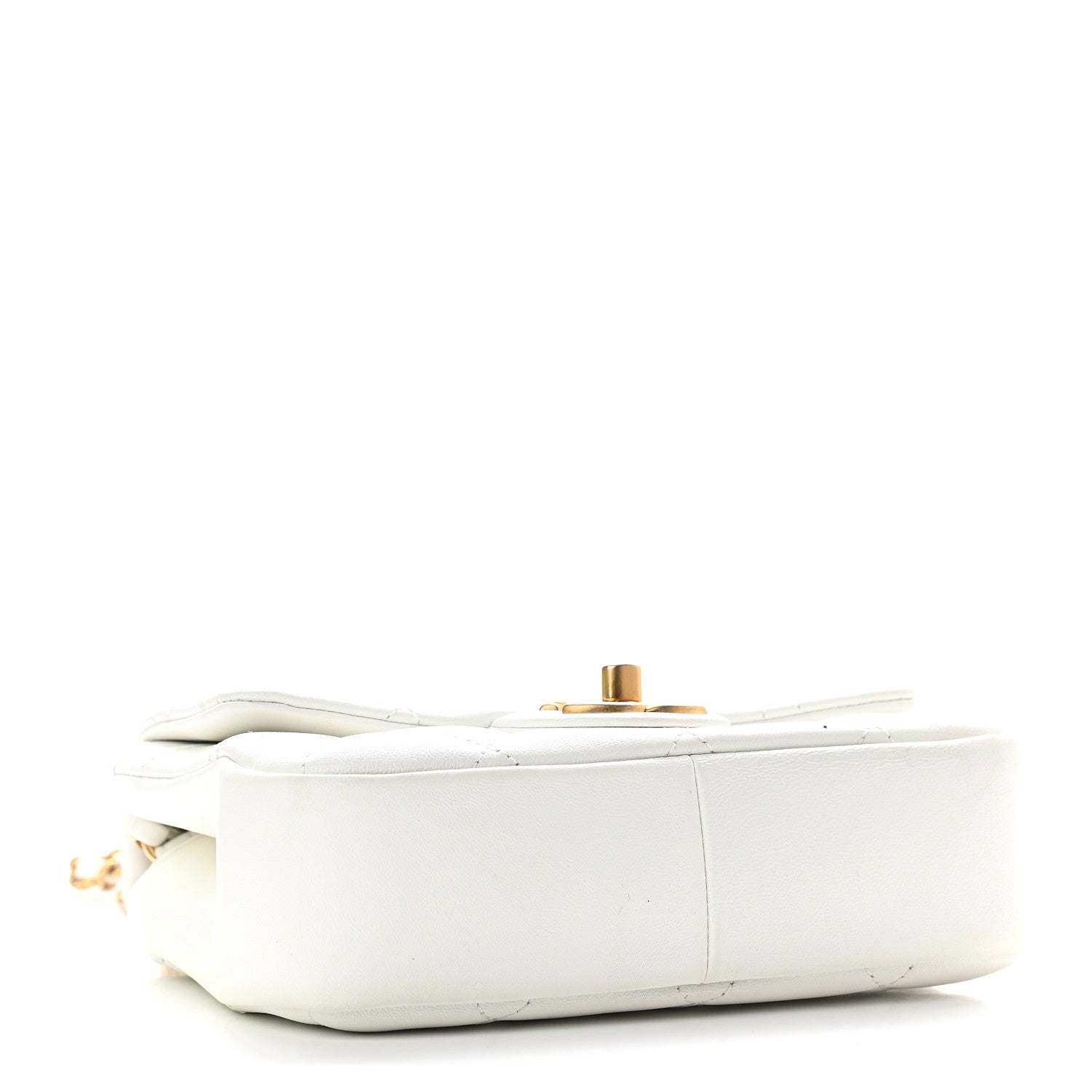 Chanel Lambskin Quilted Small Circular Handle Bag White 4 of 10