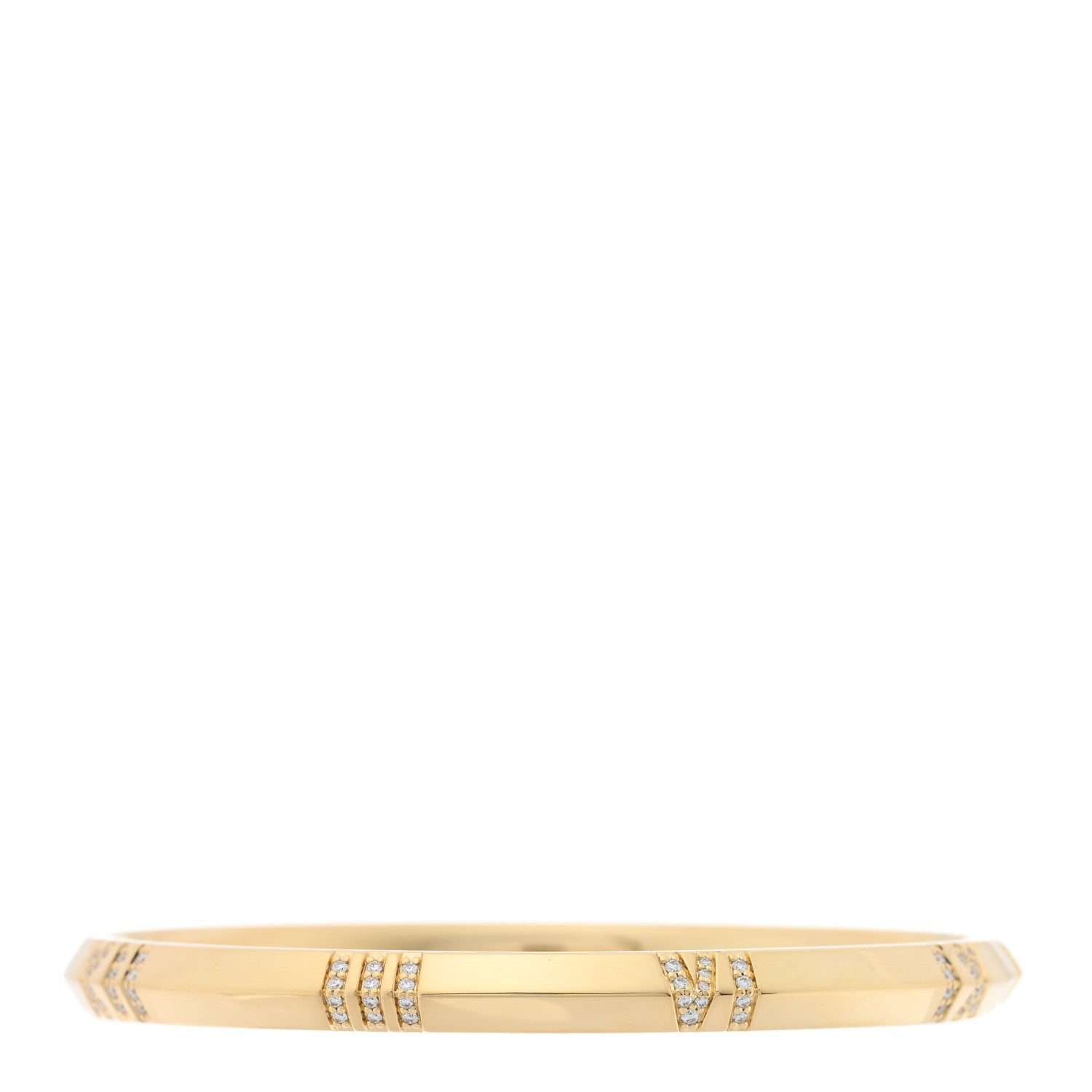 Tiffany 18K Yellow Gold Diamond Atlas Closed Narrow Hinged Bangle Bracelet 1 of 4