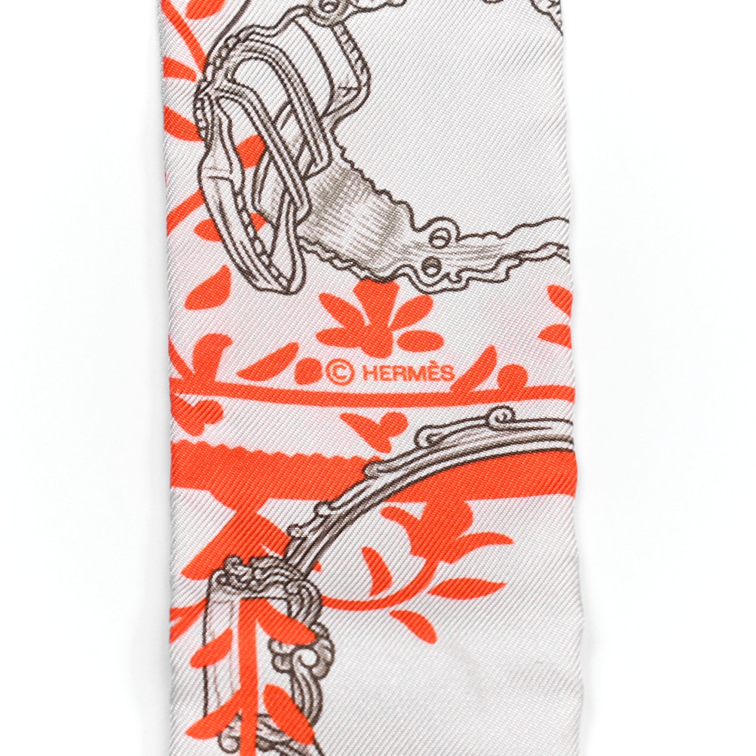 Hermes Silk Etriers Remix Twilly Verveine Orange Kaki 3 of 4