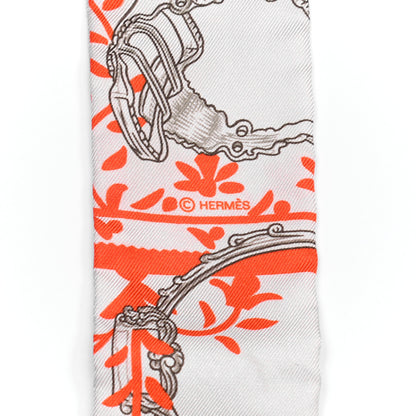 Hermes Silk Etriers Remix Twilly Verveine Orange Kaki 3 of 4