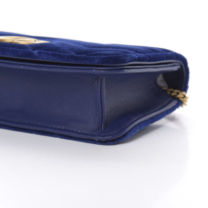 Gucci Velvet Matelasse GG Marmont Mini Bag Cobalt Blue 9 of 10