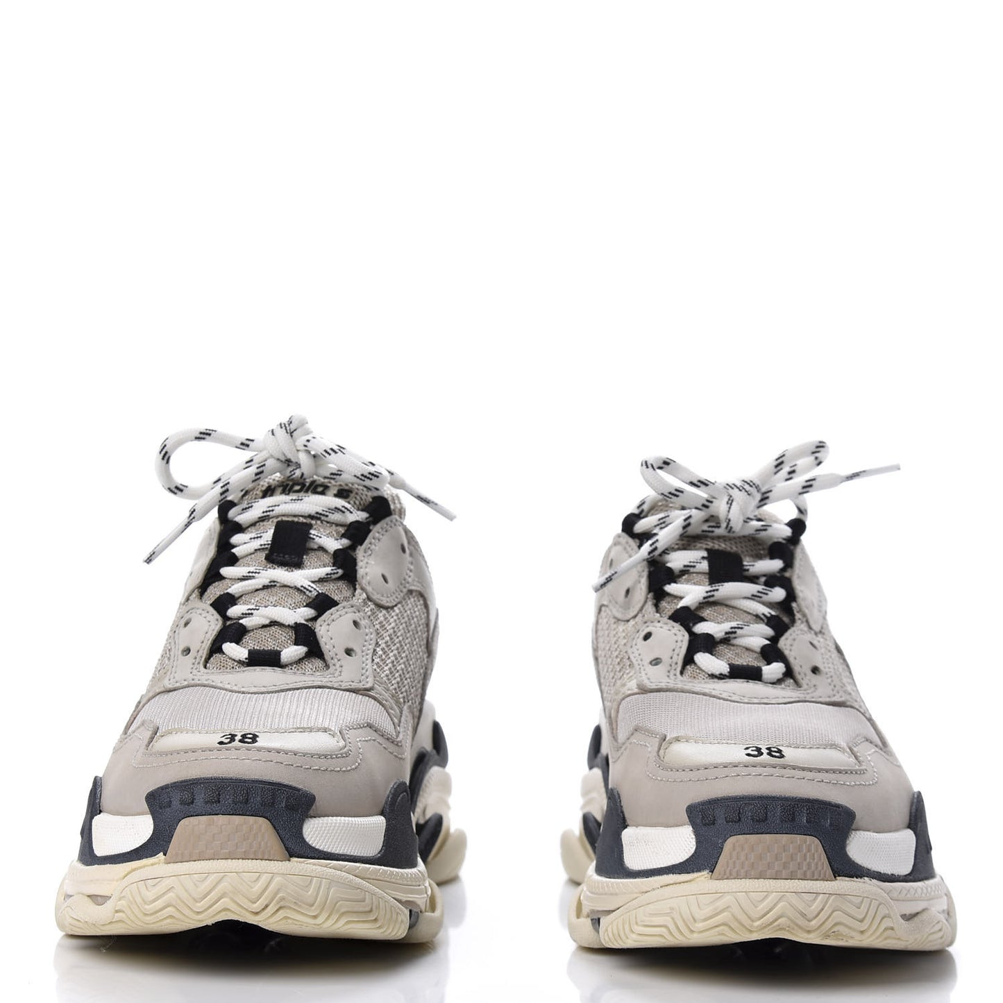 Fabric Mesh Womens Triple S Sneakers 38 Beige Black