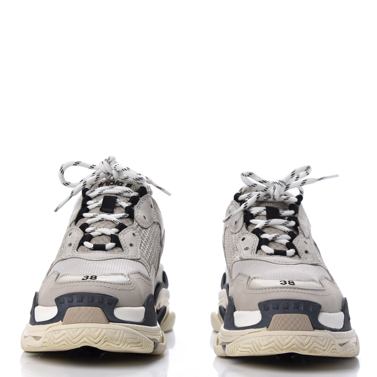 Balenciaga Fabric Mesh Womens Triple S Sneakers 38 Beige Black 2 of 7