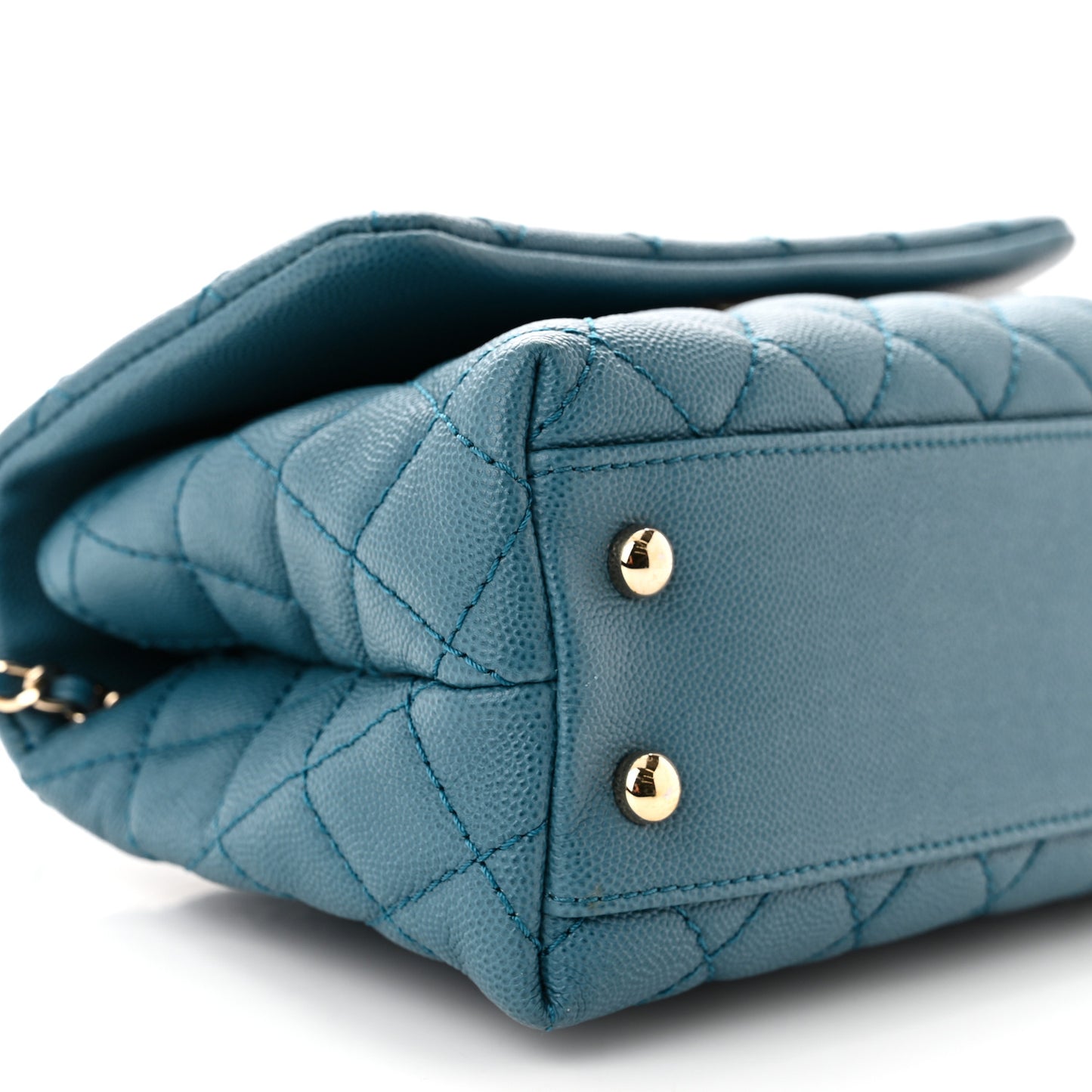 Caviar Quilted Mini Coco Handle Flap Dark Turqouise