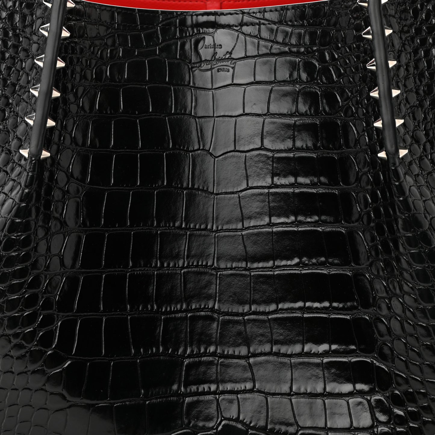 Calfskin Crocodile Embossed Spikes Large Cabarock Black