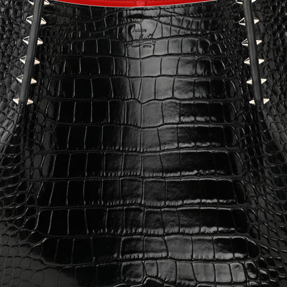 Christian Louboutin Calfskin Crocodile Embossed Spikes Large Cabarock Black 7 of 9