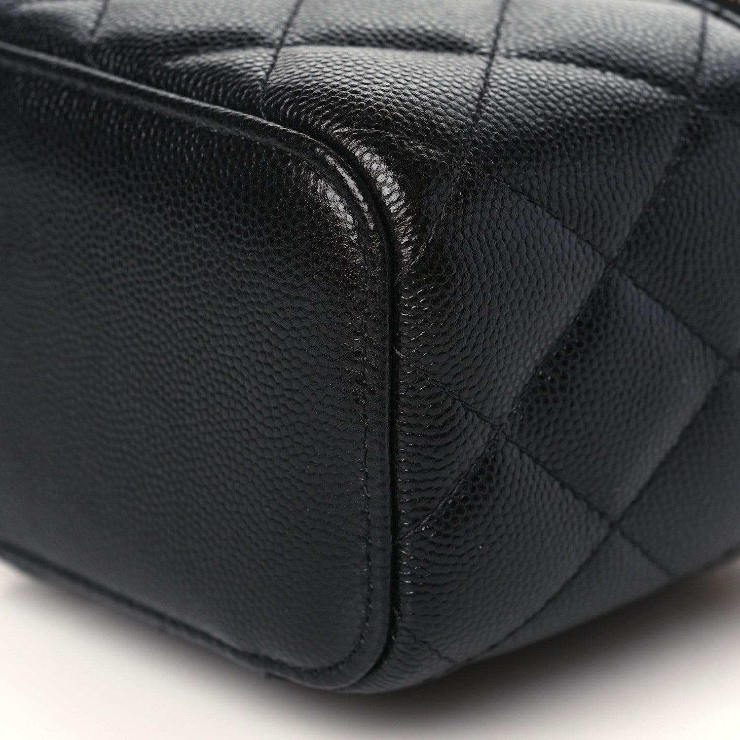 Chanel Caviar Quilted Mini Pearl On Top Vanity Case With Chain Black 9 of 10