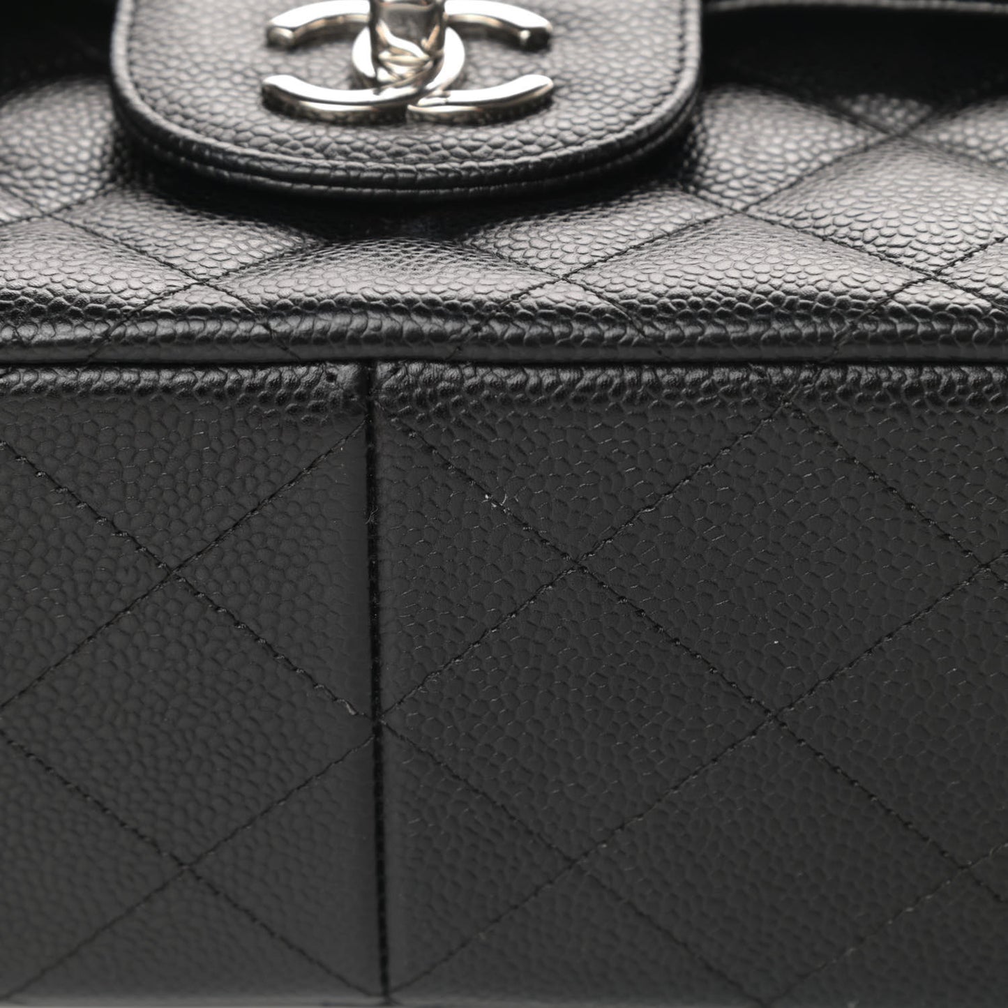 Caviar Quilted Jumbo Double Flap Black