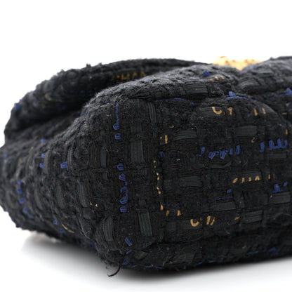 Chanel Tweed Quilted Medium Chanel 19 Flap Black Navy Gold 9 of 11