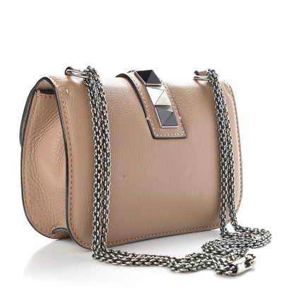 Valentino Garavani Pebbled Calfskin Small Glam Lock Rockstud Flap Soft Noisette 3 of 10