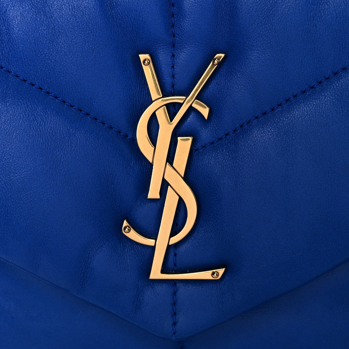 Lambskin Quilted Small Loulou Puffer Monogram Chain Satchel Majorele Blue