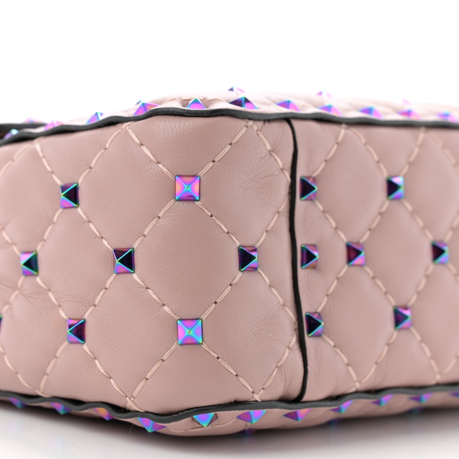 Valentino Garavani Lambskin Oil Slick Medium Rockstud Spike Shoulder Bag Poudre 8 of 11