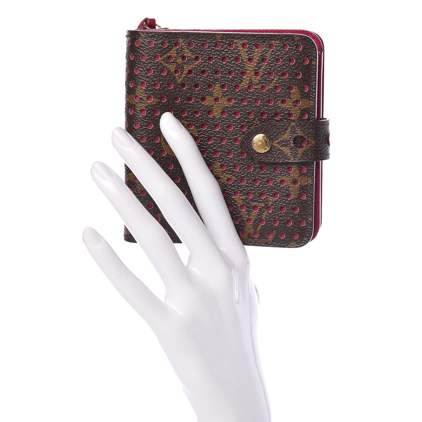 Monogram Perforated Compact Zipped Wallet Fuchsia