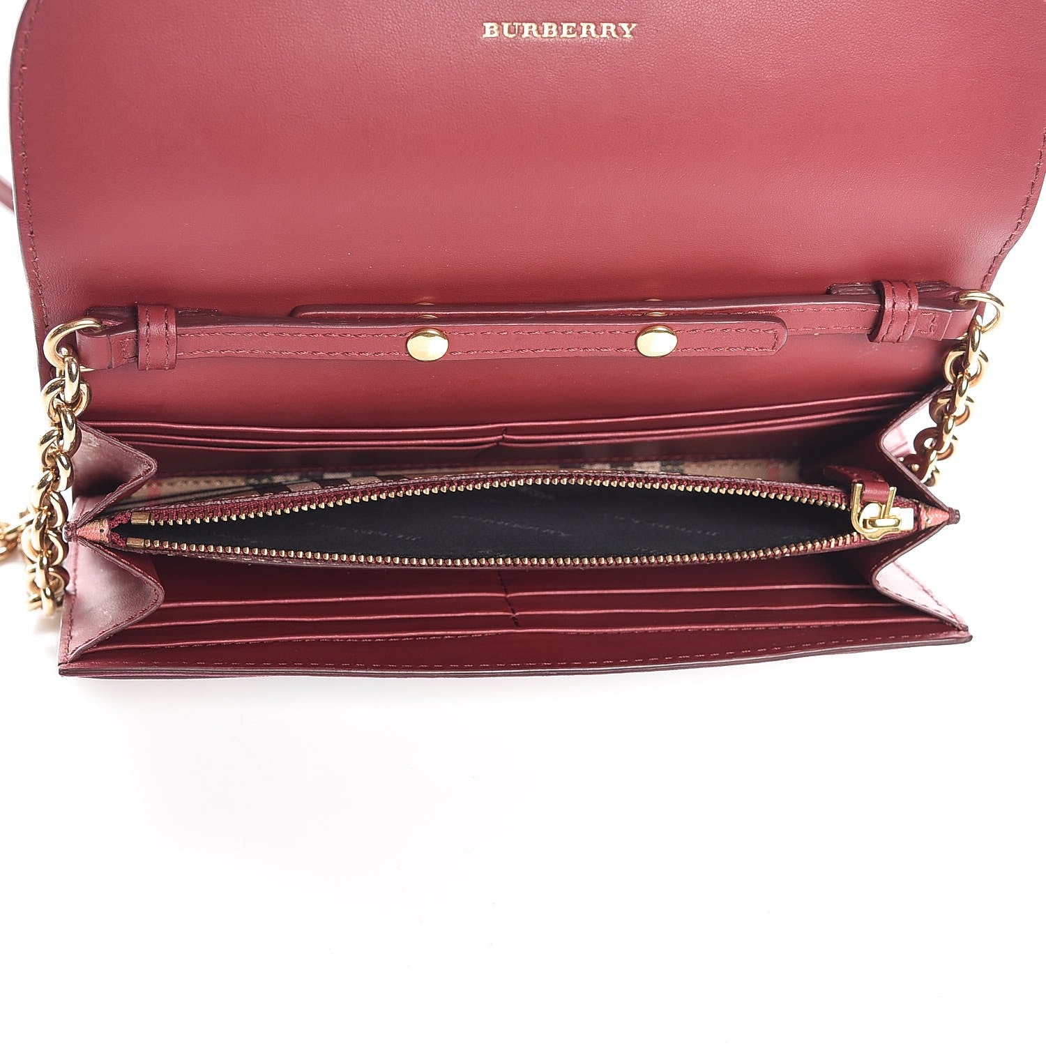 Burberry Vintage Check Henley Wallet On Chain Crimson 20 of 23