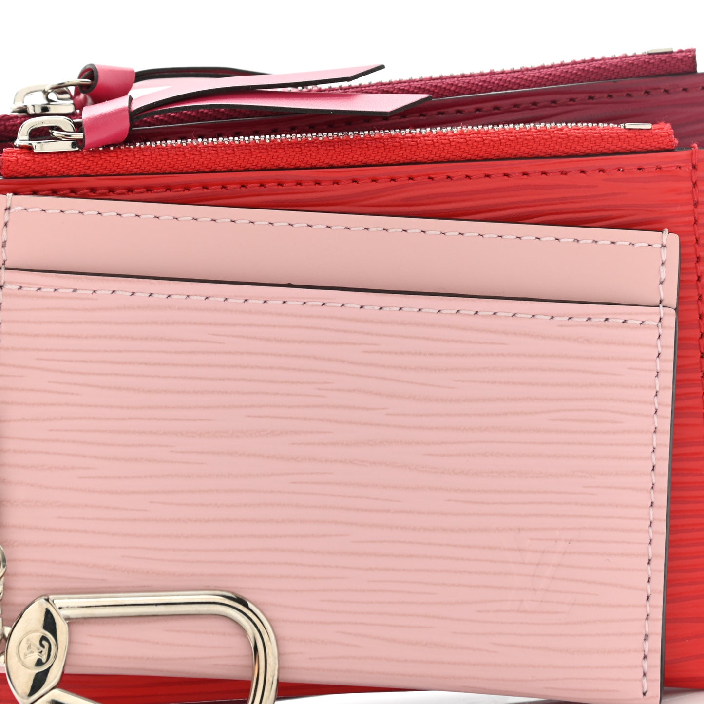 Epi Trio Card Case Wallet Rose Ballerine Rouge Fuchsia