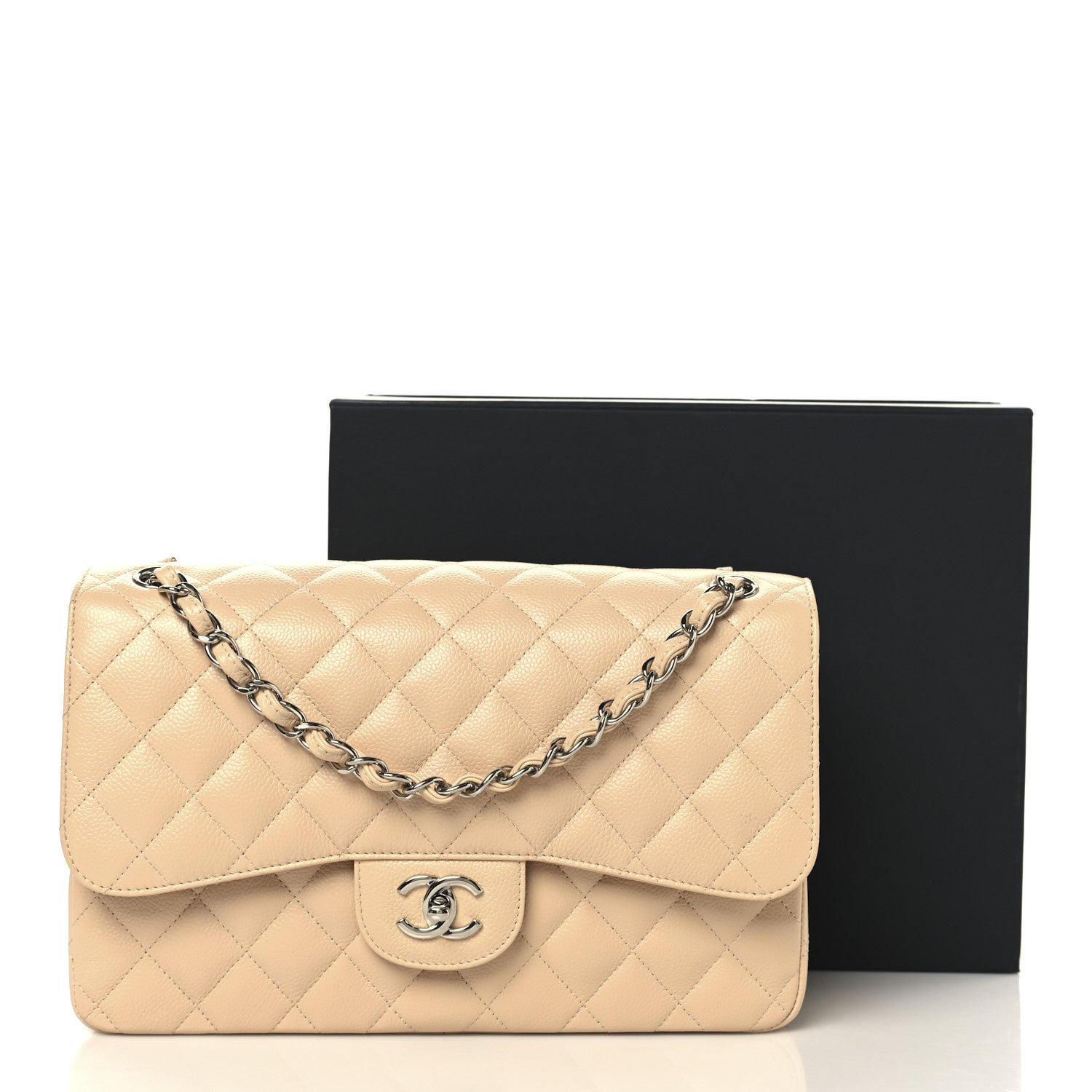 Chanel Caviar Quilted Jumbo Double Flap Beige 11 of 11