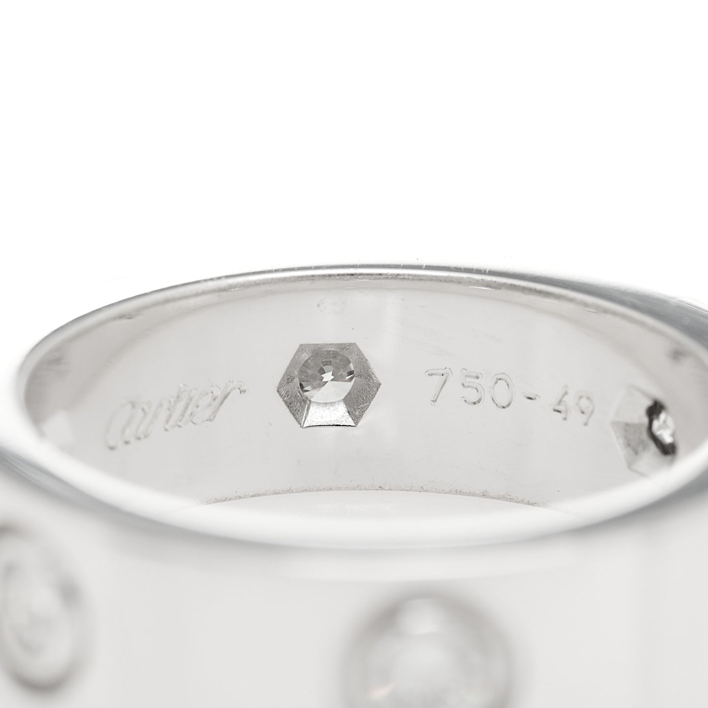 18K White Gold 6 Diamond 5.5mm LOVE Ring 49 5
