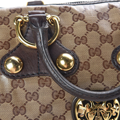 Gucci Crystal Monogram Studded Large Babouska Boston Dark Brown 12 of 12
