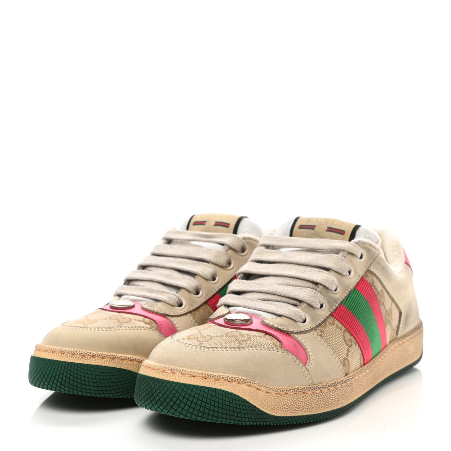 GG Monogram Nubuck Web Womens Screener Sneakers 39 New Sand Dusty Milk Pink