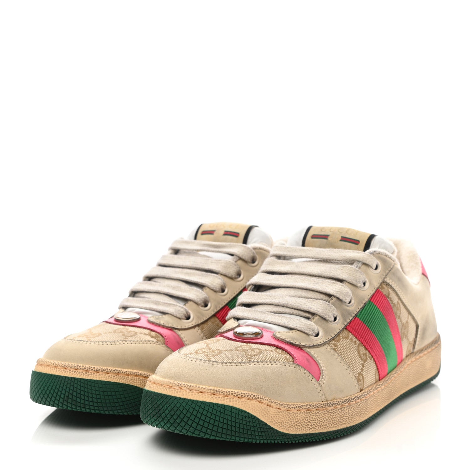 Gucci GG Monogram Nubuck Web Womens Screener Sneakers 39 New Sand Dusty Milk Pink 3 of 10