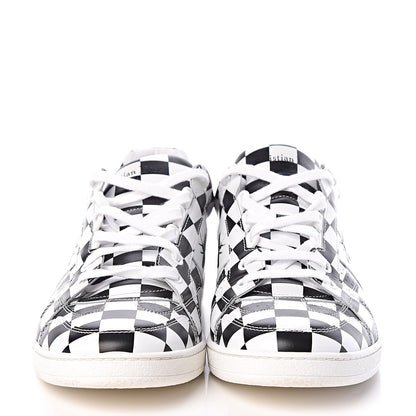 Christian Dior Calfskin Checkered Printed D-Bee Sneakers 40 Black White 2 of 8