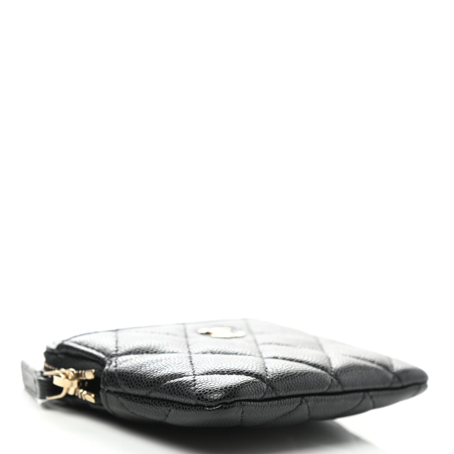 Caviar Quilted Zip Card Holder Wallet Black