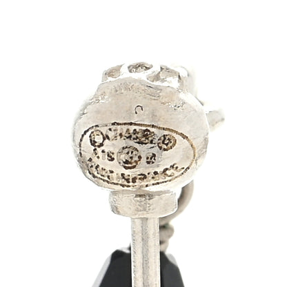 Chanel Pearl Crystal CC Tweed Drop Earrings Silver Blue Black 4 of 4