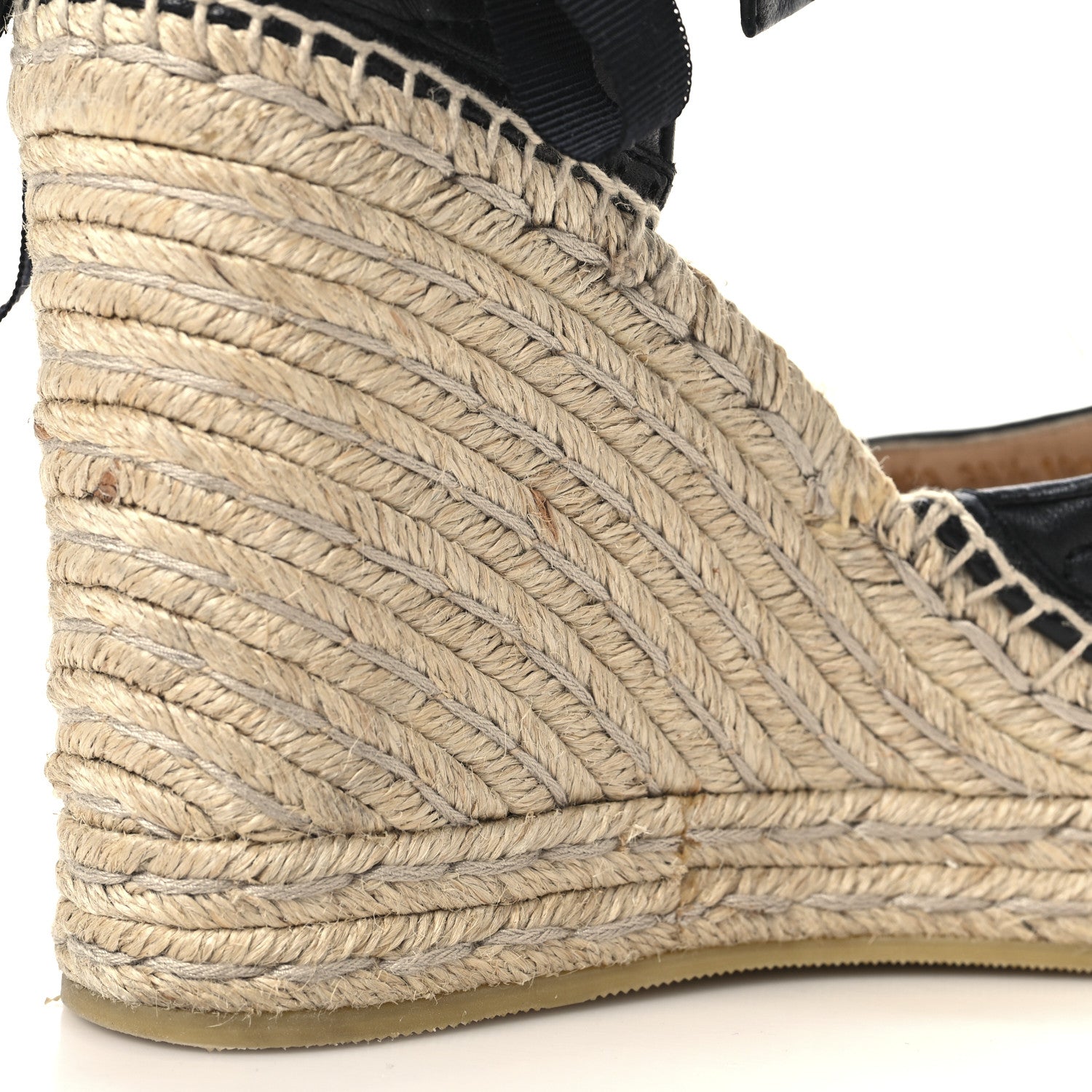 Gucci Nappa Matelasse GG Marmont Ankle Wrap Platform 35/120mm Espadrille Wedges 38.5 Black 10 of 10