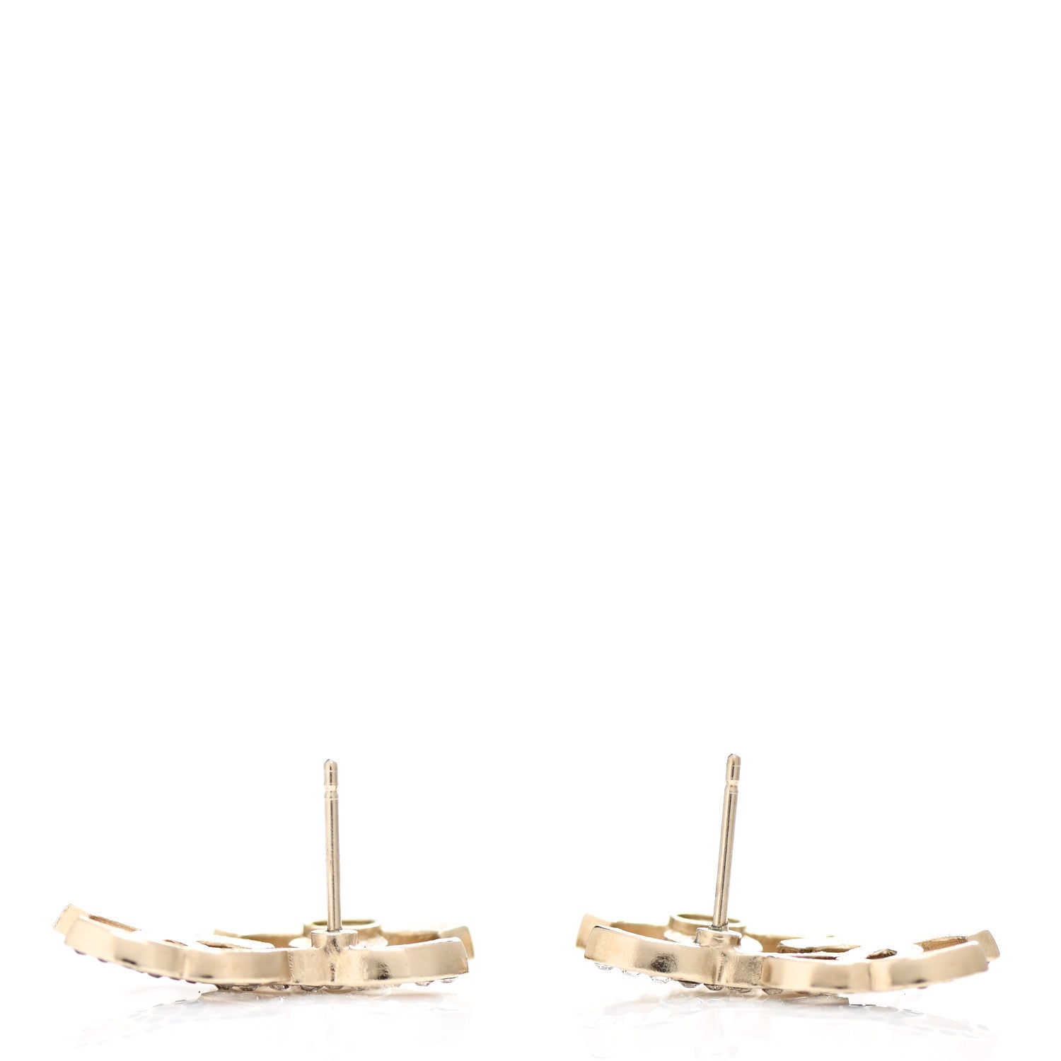 Chanel Crystal Double CC Earrings Gold Black 3 of 5