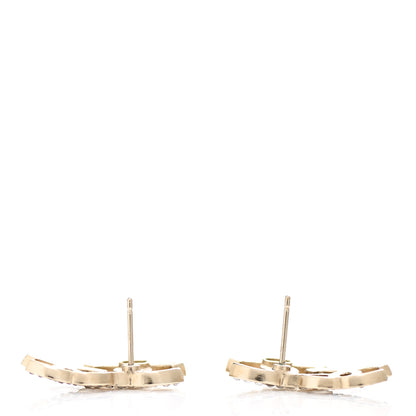Chanel Crystal Double CC Earrings Gold Black 3 of 5