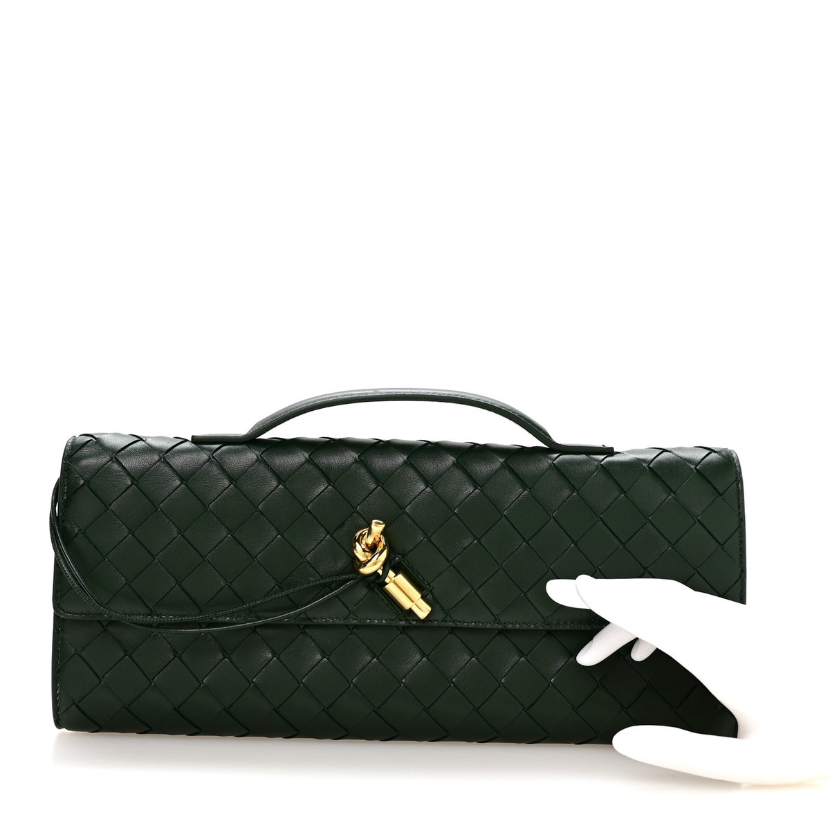 Bottega Veneta Nappa Intrecciato Long Andiamo Top Handle Clutch Emerald Green 2 of 7