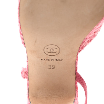 Chanel Tweed Grosgrain Cap Toe CC Slingback Pumps 39 Pink Black 6 of 7