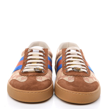 Gucci GG Monogram Suede Web Mens G74 Sneakers 9 Beige Ruggine Cuir 2 of 10