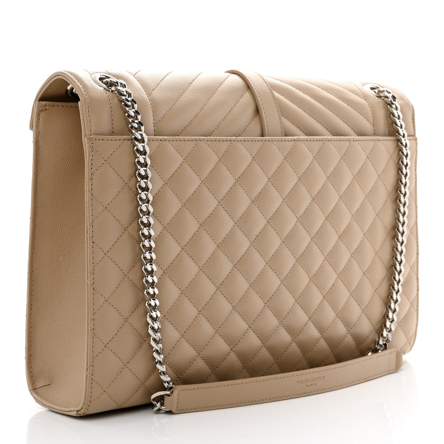 Grain De Poudre Mixed Matelasse Large Triquilt Monogram Satchel Dark Beige
