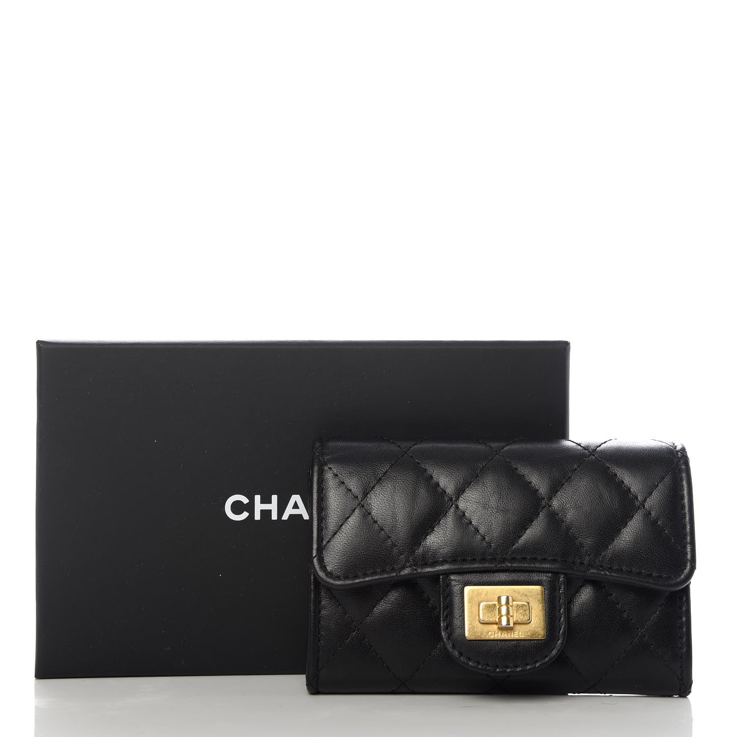 Chanel Aged Calfskin Quilted Reissue Flap Card Holder Black 9 of 9