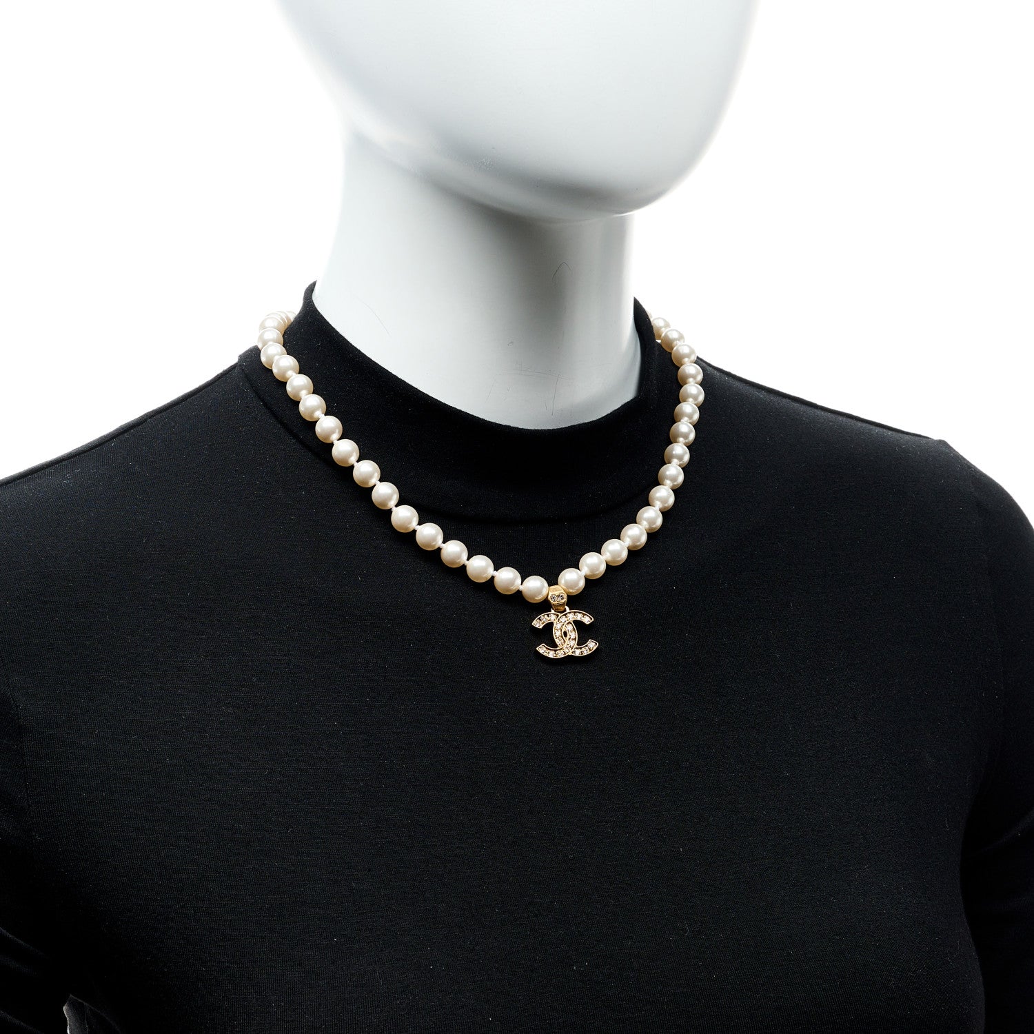 Chanel Pearl Crystal CC Choker Necklace 2 of 5