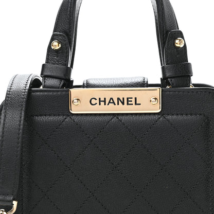 Chanel Grained Calfskin Stitched Mini Label Click Shopper Tote Black 8 of 13