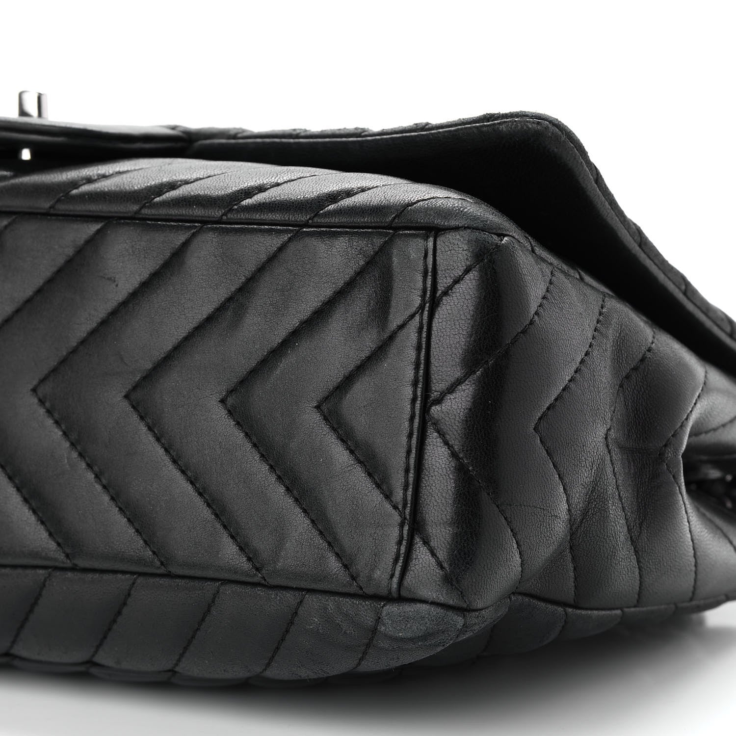 Chanel Lambskin Chevron Quilted Maxi Single Flap Black 9 of 13