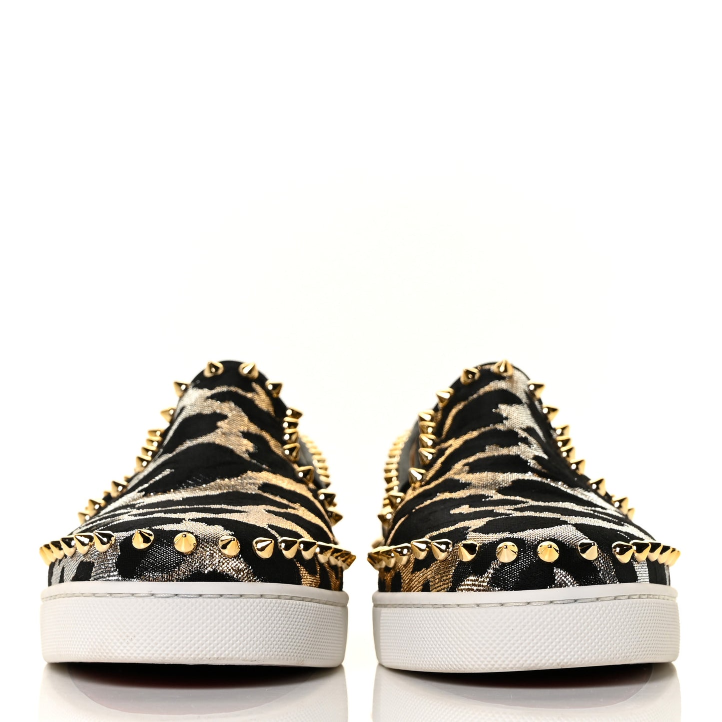 Metallic Lurex Studded Feline Womens Pik Boat Flats 38 Black Gold