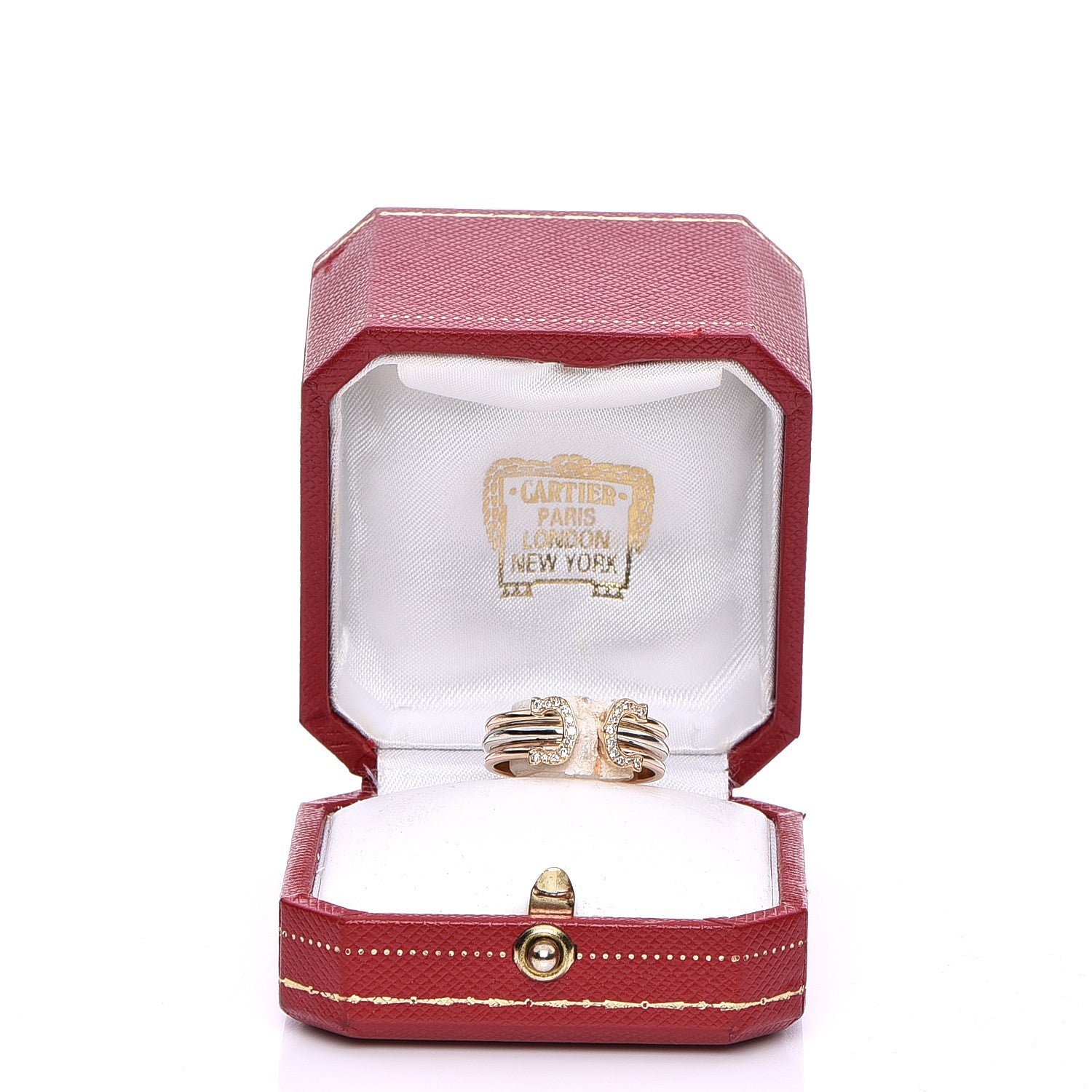 Cartier 18K Pink Yellow White Gold Diamond C De Ring 55 7 5 of 5