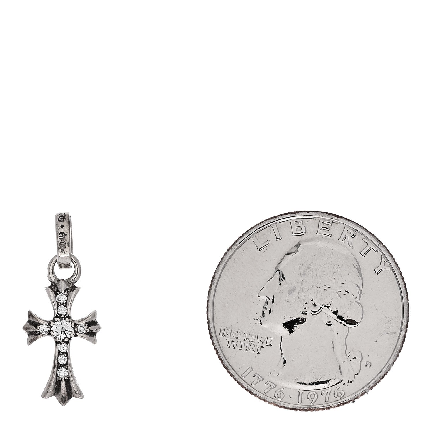 Chrome Hearts Sterling Silver Diamond Baby Fat Cross Pave Pendant 2 of 6