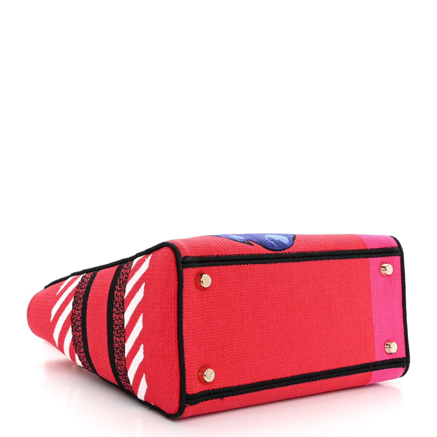 Christian Dior Canvas Embroidered Flower Pop Medium Lady D-Lite Red Pink 4 of 10