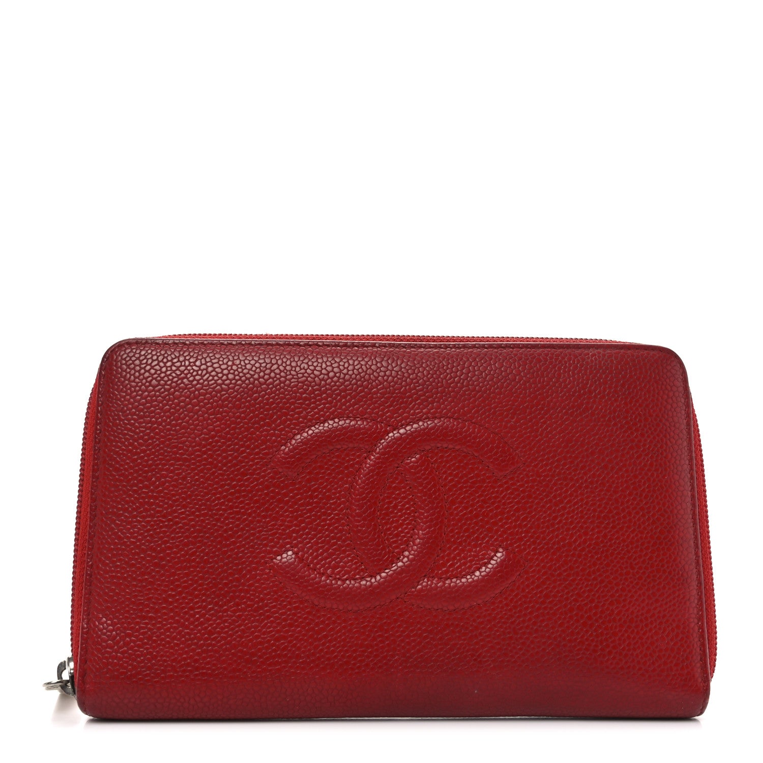 Chanel Caviar Large CC Timeless Zip Around Organizer Wallet Red 1 of 10