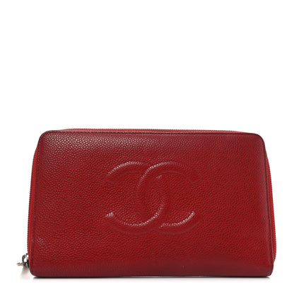 Chanel Caviar Large CC Timeless Zip Around Organizer Wallet Red 1 of 10