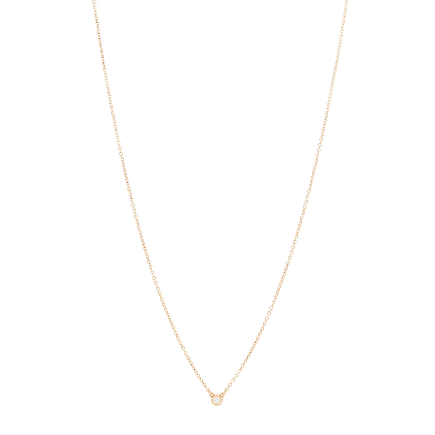 18K Rose Gold Diamond .03ct Elsa Peretti Diamonds by the Yard Pendant Necklace