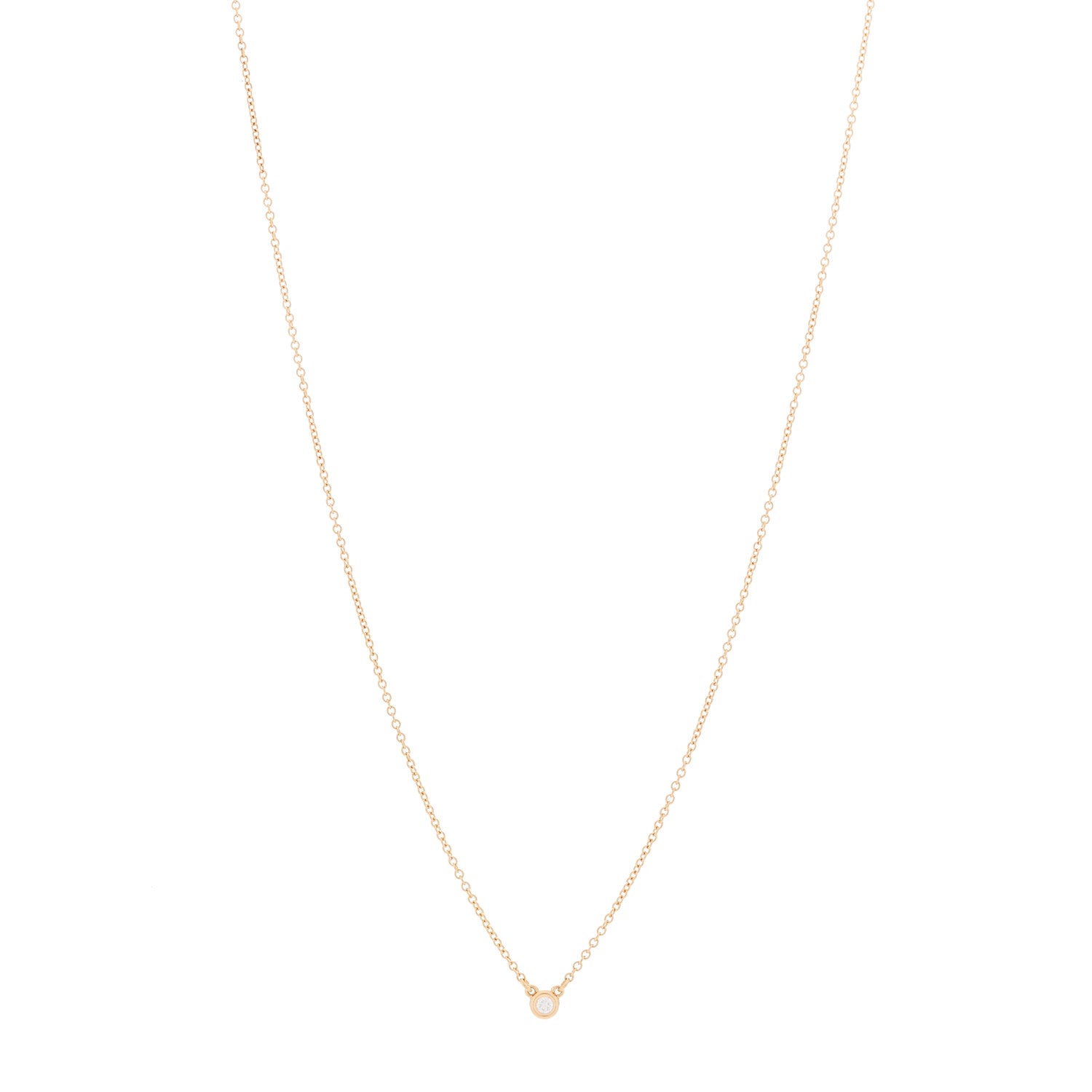 Tiffany 18K Rose Gold Diamond .03ct Elsa Peretti Diamonds by the Yard Pendant Necklace 1 of 4