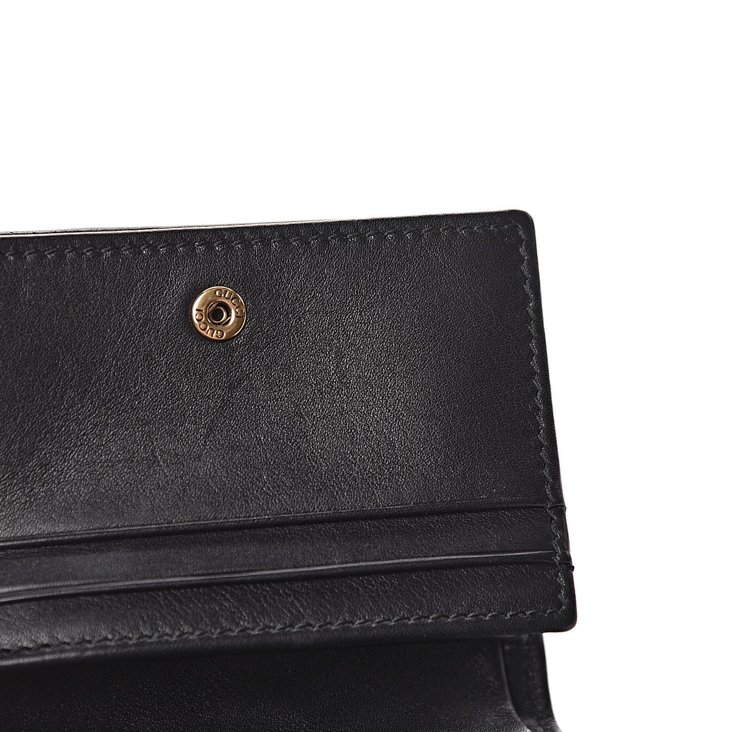 Calfskin Matelasse GG Marmont Card Case Wallet Black White