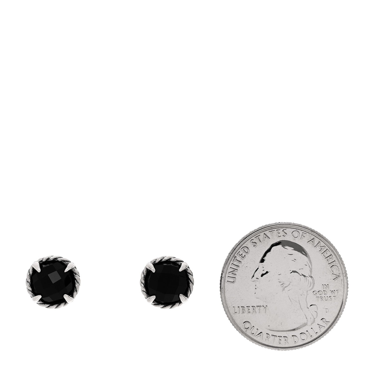 David Yurman Sterling Silver Black Onyx 8mm Chatelaine Earrings 2 of 4