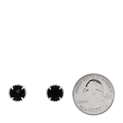 David Yurman Sterling Silver Black Onyx 8mm Chatelaine Earrings 2 of 4